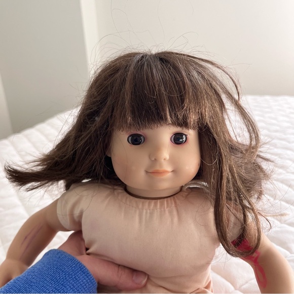 American Girl Bitty Baby Doll brown eyes brown hair tan skin - Picture 4 of 6